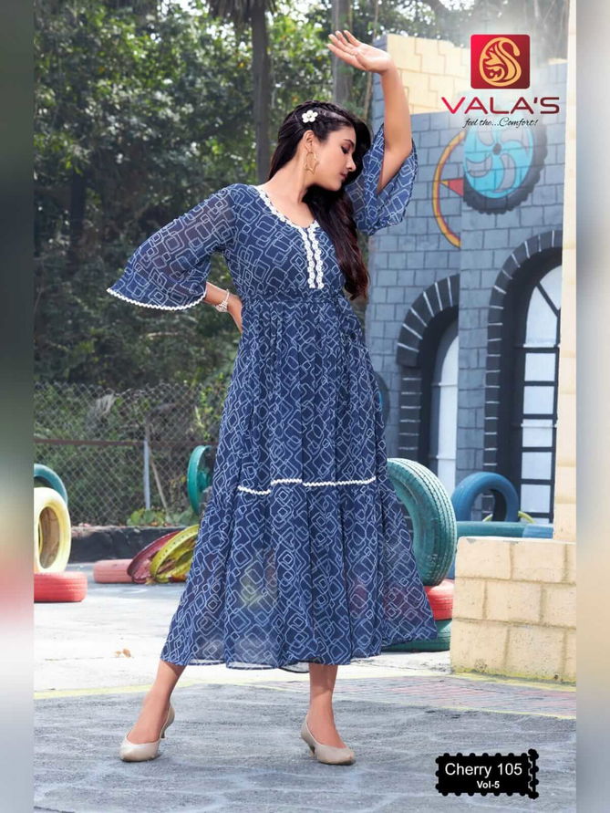 Valas Cherry 5 New Stylish Designer Party Wear Georgette Kurti Collection